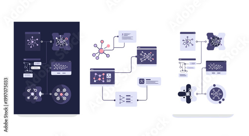 A modern illustration conveying interconnectedness and collaboration. Suitable for marketing materials depicting complex systems or showcasing relatio
