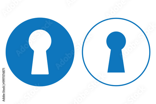 set of Keyhole icon. Door key hole. blue icons isolated on white background. Pictogram of keyhole. Logo for home and entrance.