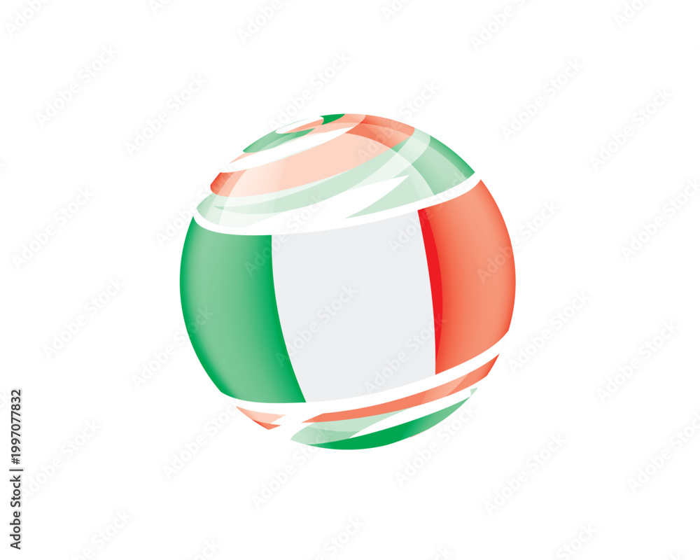 Obraz premium Illustration of globe wrapped in Italian flag patterns with subtle shadowing