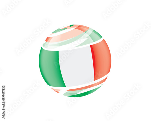 Illustration of globe wrapped in Italian flag patterns with subtle shadowing