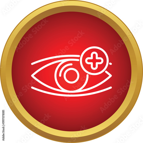 Eye icon showing a plus symbol representing vision care and medical services