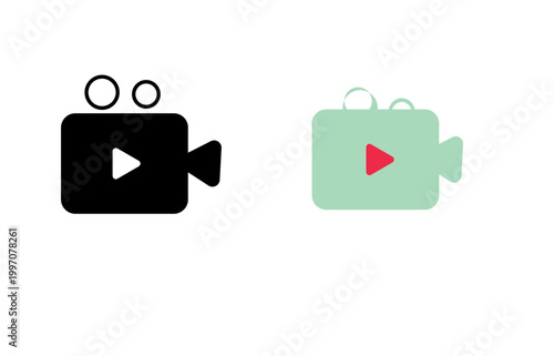 Video camera with play button icon in generic design