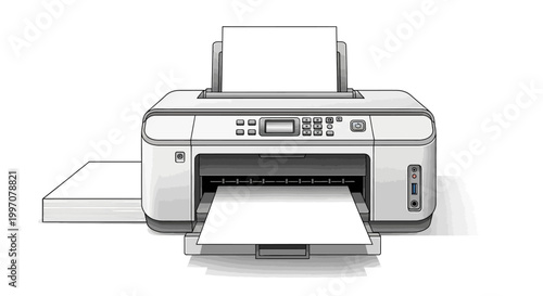 Inkjet printer with paper tray extended.