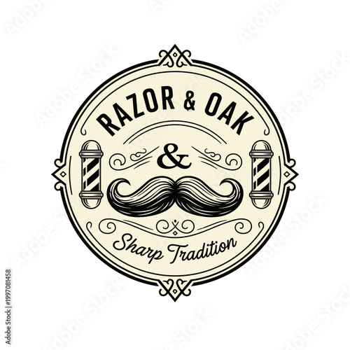 Vintage barber shop logo emblem design.