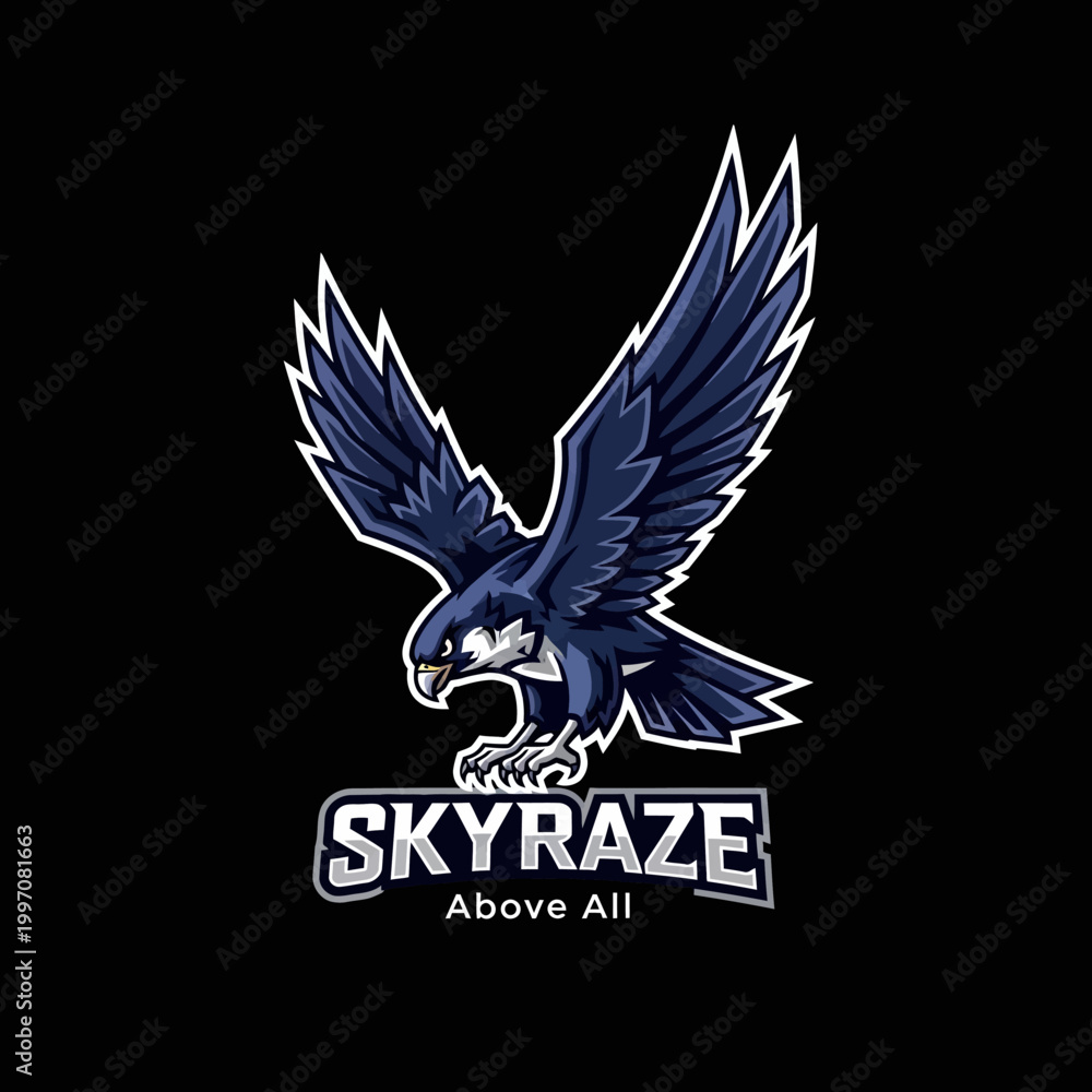 Fototapeta premium Dark Blue Eagle in Flight.