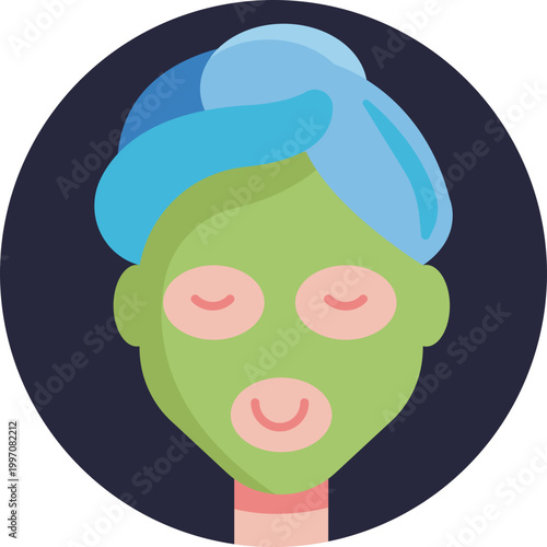 A stylized face with a smooth mask applied, representing skincare treatments, natural facial therapies, and holistic beauty practices.