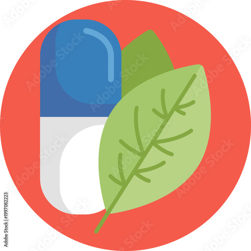 A rounded capsule split into two halves, often shown with a subtle line dividing it, representing natural supplements or herbal remedies.