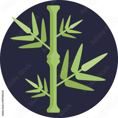 A minimal icon showing slender bamboo stalks with small leaves, symbolizing natural healing, balance, and traditional plant-based remedies.