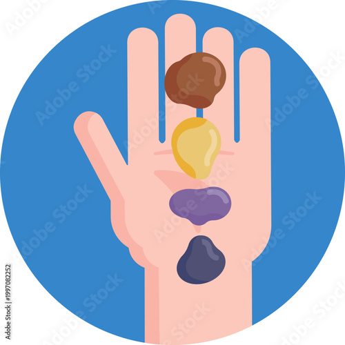 A hand holding smooth stones, symbolizing healing through crystal or stone therapy practices.