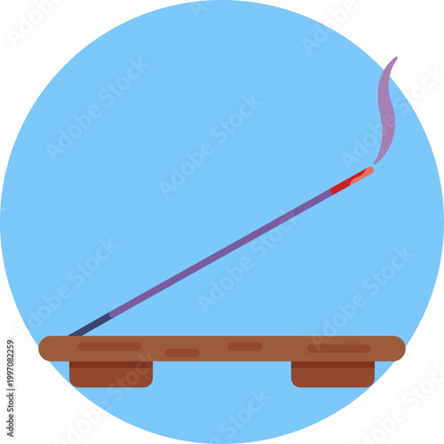 A thin incense stick placed in a small holder, with a soft trail of smoke rising upward, symbolizing relaxation and spiritual healing.