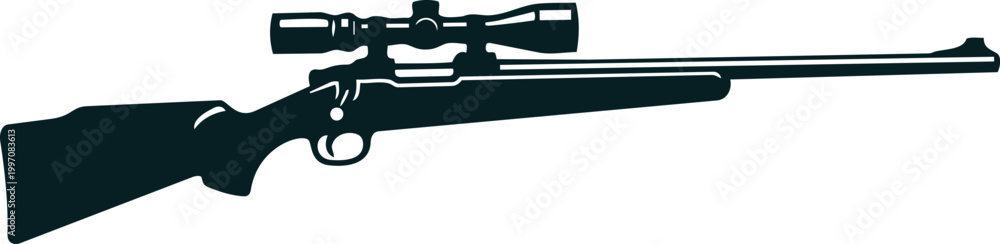 Fototapeta premium Sniper Rifle with Scope Silhouette