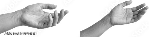 Halftone hands gesturing isolated on white background