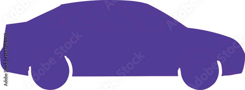 Car silhouette in purple displays a simplified profile of a sedan vehicle for automotive design projects.