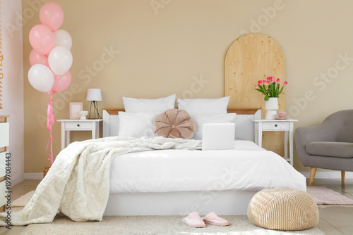 Interior of bedroom decorat...