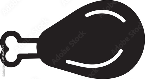 Black chicken leg icon, poultry meat symbol, food illustration, vector graphic