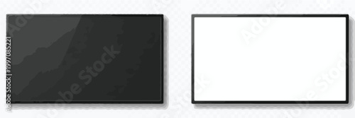 Two Rectangular Screens One Black One White Keywords: screen, monitor, display, television