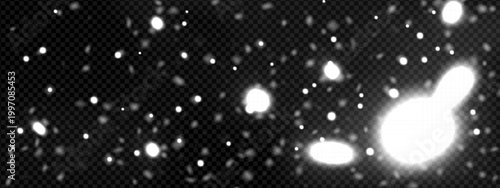 White particle dust with firefly glow effect for forest vector background. Magic glitter twinkle for spell. Fairy glimmer with glowing powder after explosion. Fireflies shimmer flow in garden