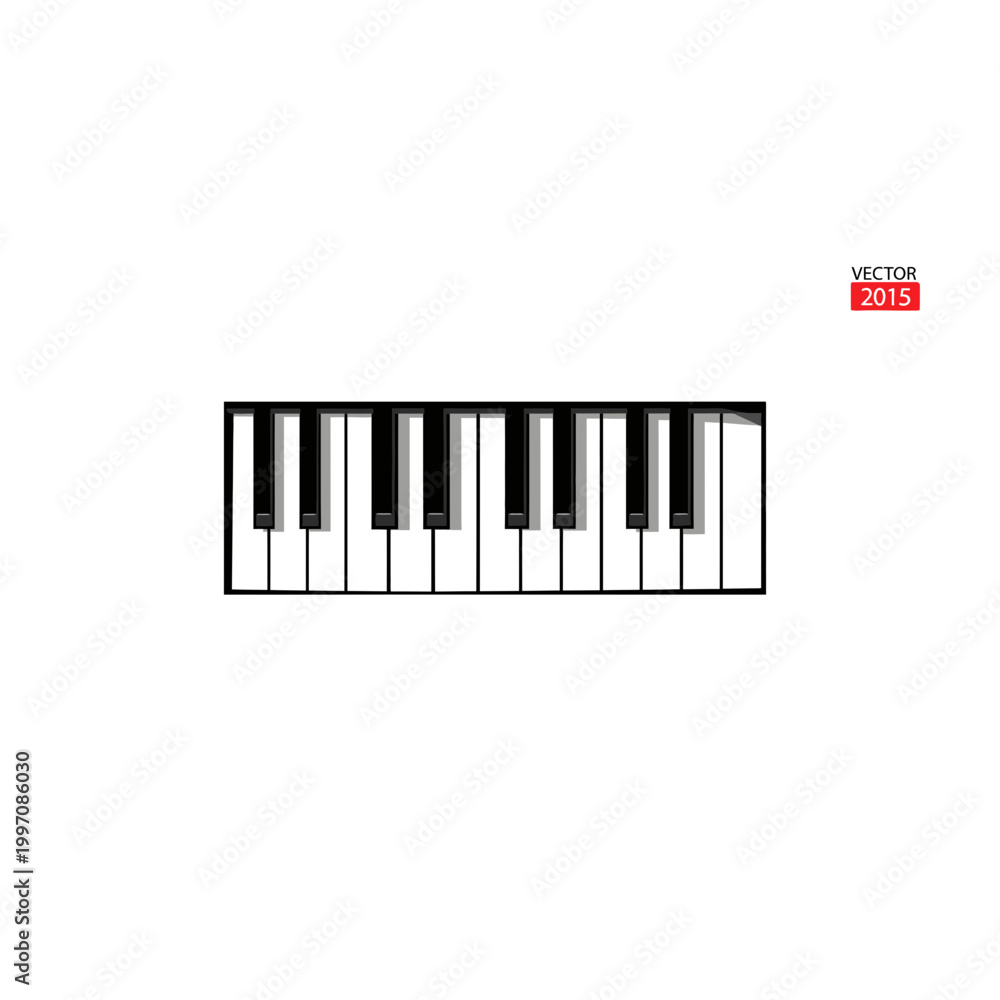 Fototapeta premium Digital piano keyboard octave graphic with musical note symbol