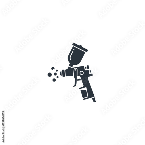 Industrial paint spray gun equipment icon for construction