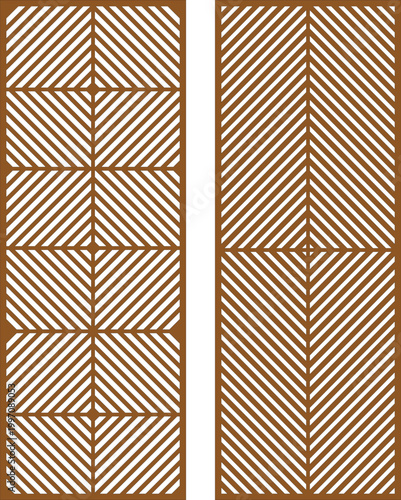 Modern Geometric Laser Cut Panel Set with Diagonal Line Pattern and Symmetrical Decorative Screens