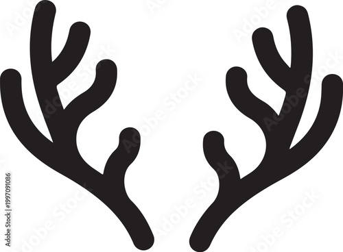 Antlers, deer horns, black silhouette, vector icons, wildlife symbols, graphic elements