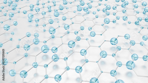 Tableau sur toile Molecular structures with blue spheres representing atoms connected by lines that indicate chemical bonds