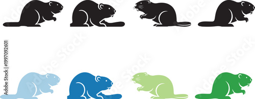 beaver animal icon, solid black, white background, minimalist, sharp edges, vector style.