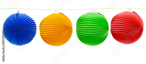 Obraz na plátně Colorful lanterns isolated on a line