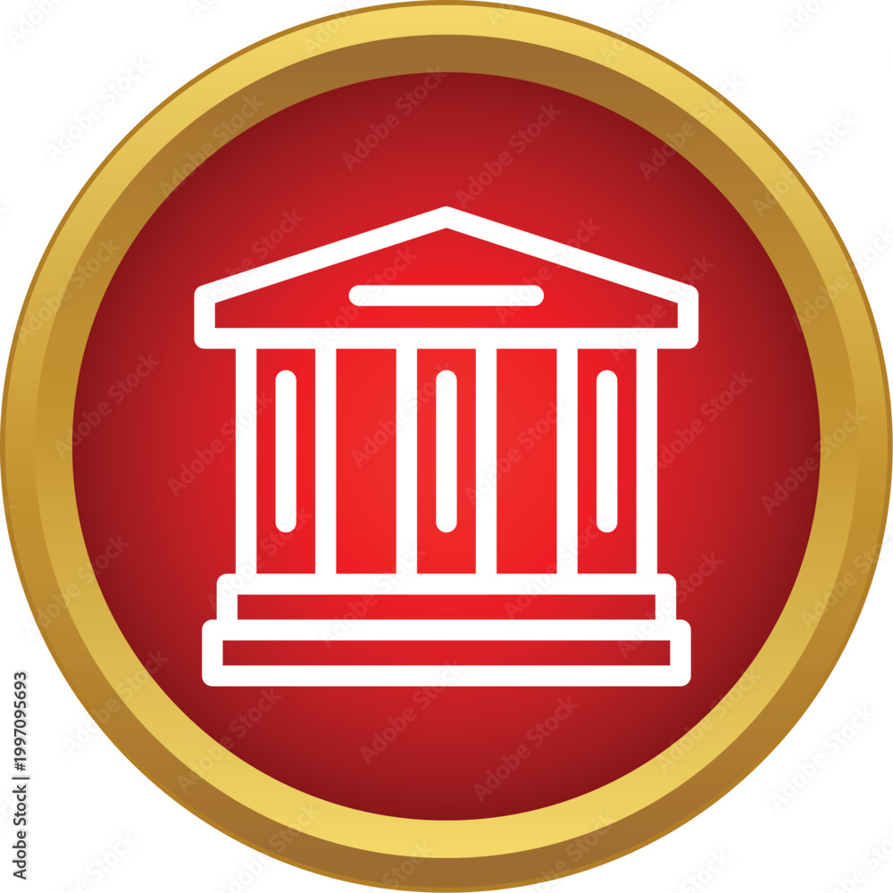 Fototapeta premium Classical building icon representing finance, law, and government