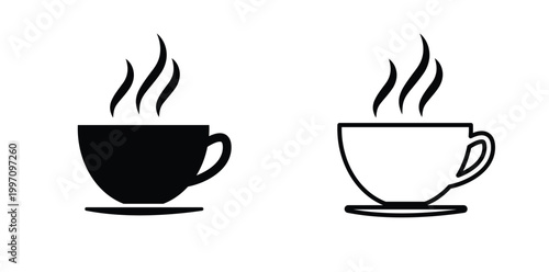Coffee Cup Icons, Cafe Beverage Vector Illustration