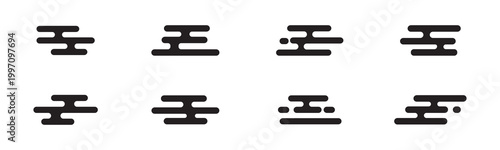 set of abstract geometric Chinese clouds, vector Traditional asian Japan liquid line cloud shape pattern collection, element icons, new year design cards, poster, banner, pattern, advertisement