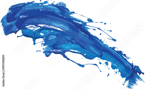 Abstract Blue Paint Splatter and Dynamic Liquid Brush Stroke.eps