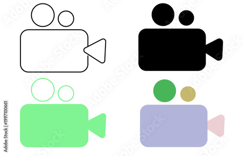 Video camera with play button icon in generic designai writing or smart edit icon set 
