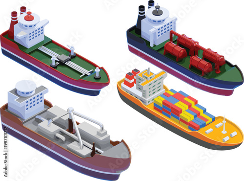 Isometric Electrical Substation Infrastructure and Heavy Construction Machinery Vector Asset Collection