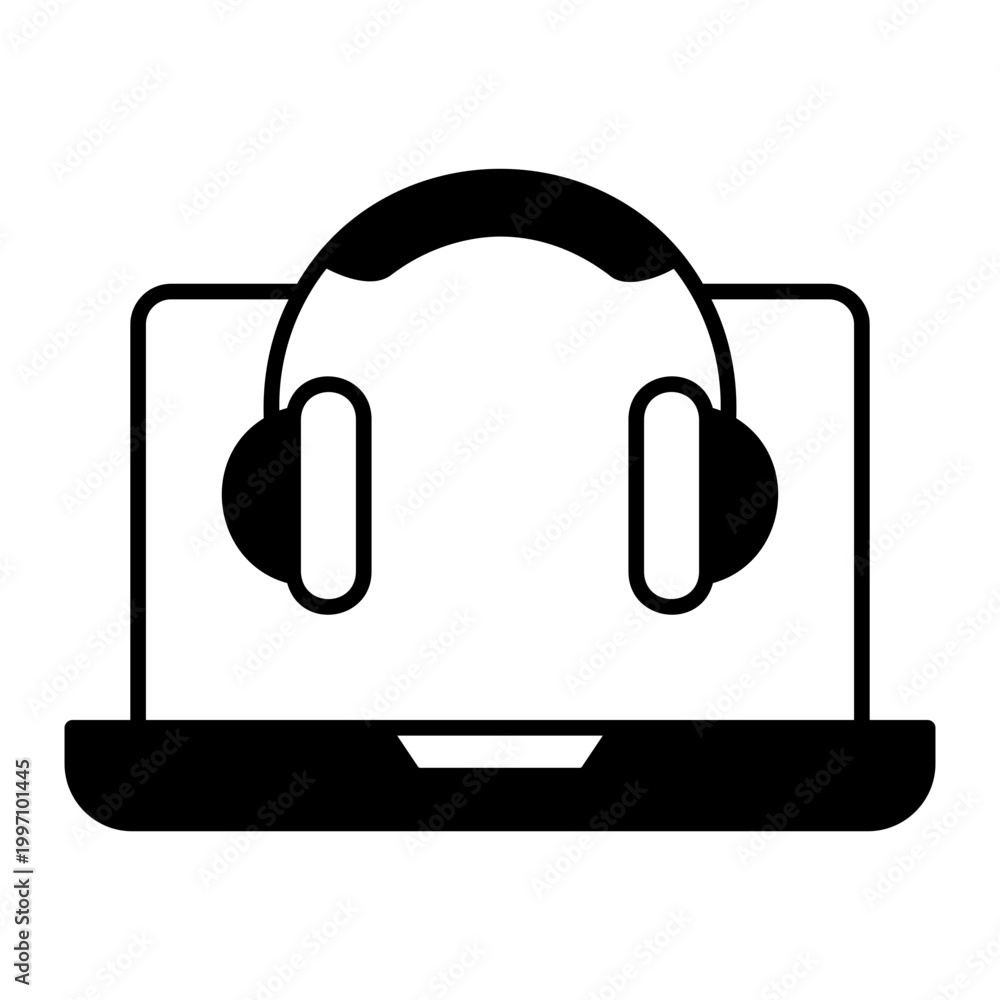 Fototapeta premium laptop with headphones