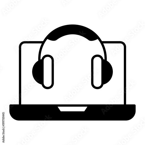 laptop with headphones