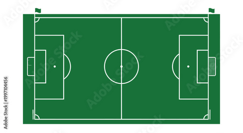 soccer field diagram with green grass and white lines