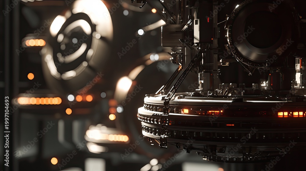 Fototapeta premium Futuristic spacecraft mechanics detailed in engineering systems