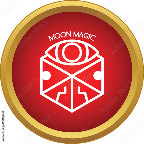 White outline esoteric symbol representing moon magic and mysticism