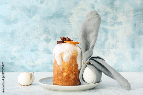 Plate with Easter cake and ...
