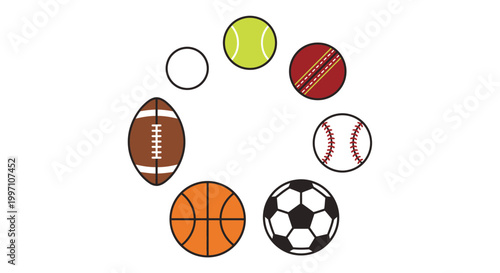 sports balls collection in flat vector style