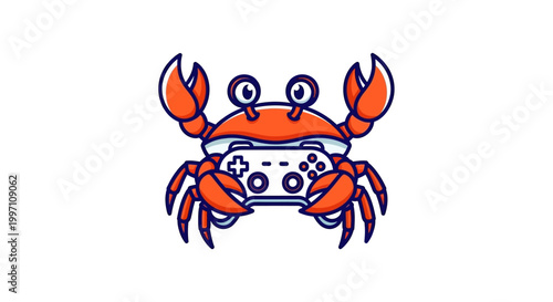 A cartoon crab holding a video game controller.