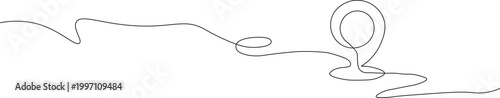 A minimalist line drawing of a location pin on a wavy path
