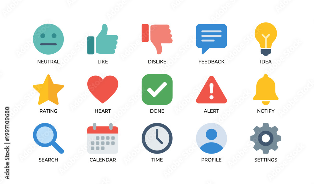 Fototapeta premium Feedback and interface icons showing common user symbols