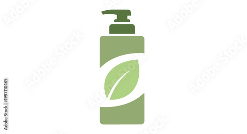 Eco friendly cosmetic bottle with leaf.