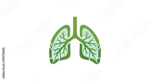 Green lungs with leafy bronchi illustration.