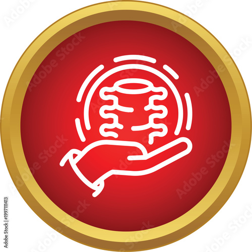 Hand holding a spine icon, representing back health, chiropractic, and medical care