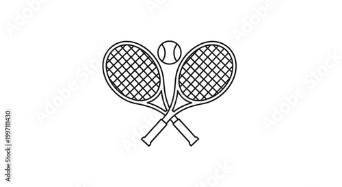 Tennis rackets and ball illustration.
