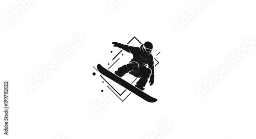 Snowboarder in mid air trick.