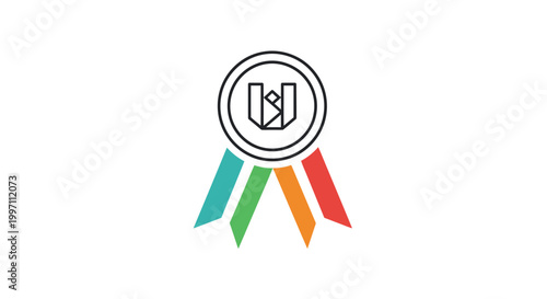 A colorful award ribbon icon design.